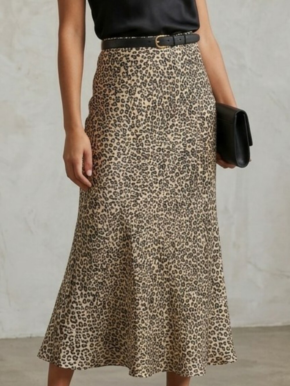 Chicos Leopard Print Midi Elegant Skirt